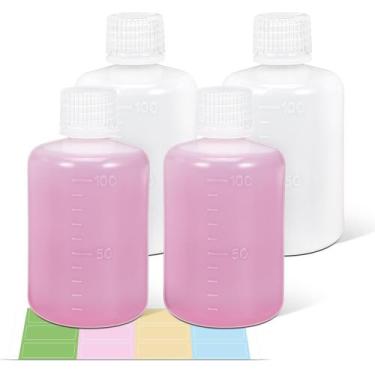 Imagem de Garrafas de plástico UMETASS 100mL de boca estreita com tampas de 4 un