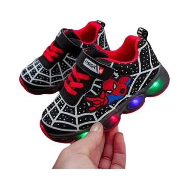 Imagem de Tênis Infantil Homem-Aranha Com Luz LED Respirável Antiderrapante Para