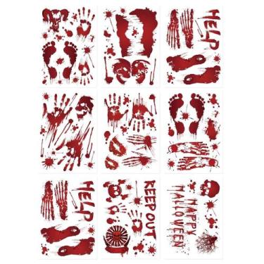 Imagem de Adesivos de parede de Halloween DUJAA Bloody Handprint Footprint