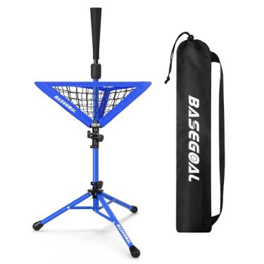 Imagem de BaseGoal Camiseta de beisebol, softball, viagem, portátil, tripé de borracha para treino de rebatidas, com suporte de beisebol removível e bolsa de transporte