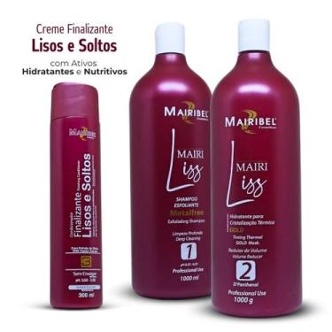 Imagem de Kit Alisante Mairi Liss Gold (Sem Formol) Mairibel 2 Passos + 1 Creme 