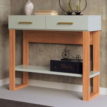 Imagem de Aparador Industrial 2 Gavetas 1 Prateleira 100% Mdf Off White/Freijó/G