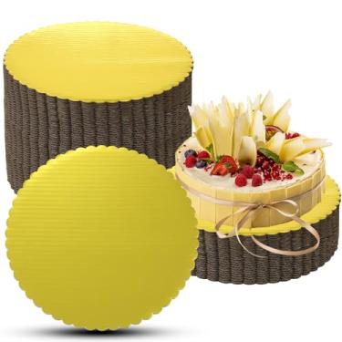 Imagem de 50 peças de tábuas de bolo de 30,5 cm redondas de papelão dourado com borda recortada base de bolo descartável círculos de papelão para casamento, aniversário, exibição de pizza de bolo de Natal
