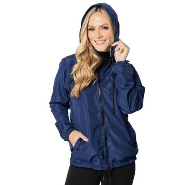 Imagem de Jaqueta Feminina Corta Vento Impermeável Com Capuz e Bolso Levar na Bo