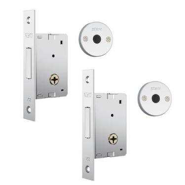 Imagem de Fechadura de Segurança Trava Auxiliar 1001 Tetra Chave Par Roseta Redo