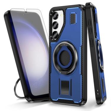 Imagem de Asuwish Capa de telefone para Samsung Galaxy S23 5G com protetor de tela de vidro temperado e suporte de anel à prova de choque com suporte protetor acessórios de celular S 23 23S GS23 G5 SM-S911U 6,1