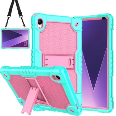 Imagem de Doemoil Capa para tablet Weelikeit P16W de 10,1 polegadas/APOLOSIGN Maxsignage EP103A Tablet/Baken Tab 10 Lite D10A Tablet/VASOUN M10 Alça de ombro com suporte embutido (verde/rosa)