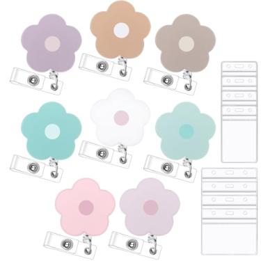 Imagem de 8 peças porta-crachás de flores retráteis, carretéis fofos para crachá de enfermeira com porta-crachá de identidade, farmácia médica, CNA RN LPN MA, acessórios de enfermeira, presentes