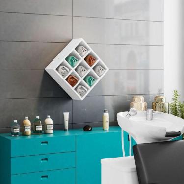 Imagem de Nicho Decorativo Porta Toalha Com 9 Nichos Multiuso Requinte Branco