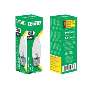 Imagem de Lâmpada Incandescente Taschibra Vela Clara 25w E27 110v
