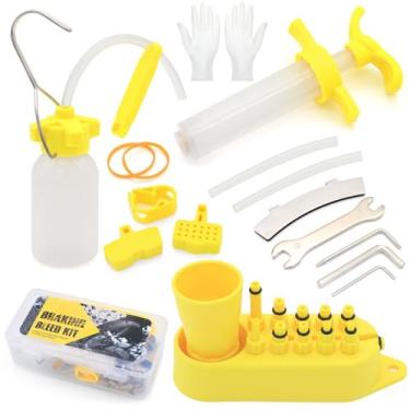 Imagem de NELboNs Kit profissional de sangramento de freio de bicicleta com extensão de reservatório de óleo mineral, mangueira de armazenamento, conjunto de ferramentas para manutenção de freio a disco de