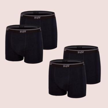 Imagem de Kit 4 Cuecas Boxer Em Algodão Costura Fina Trifil, Preto, P