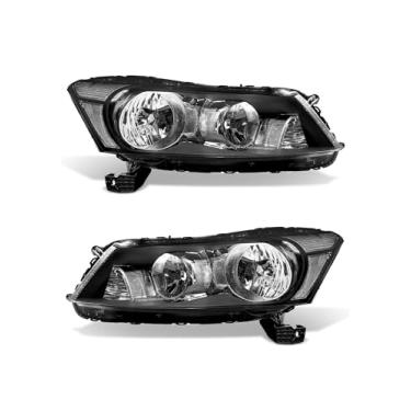 Imagem de Conjunto de faróis para Honda Accord 2008-2012 4dr preto invólucro transparente refletor lente transparente substituição de farol par esquerdo e direito não serve para modelos cupê ou modelos