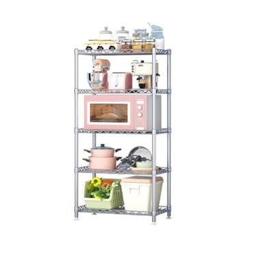 Imagem de Yadlan Prateleira de arame ajustável 3, 4, 5 camadas de metal, unidades de prateleira em pé resistente, rack de armazenamento para organizadores de despensa, armazenamento de cozinha, 5 níveis