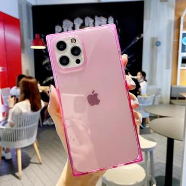 Imagem de HTVJFX Capa de celular luxuosa transparente à prova de choque com proteção de lente para iPhone 14 Pro (para iPhone 14 Pro/rosa)
