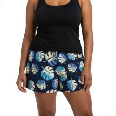 Imagem de Shorts Feminino Plus Size Floral Poliéster Bermuda Casual - ALPHAPOLO,