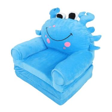 Imagem de Cryfokt Boneca de Desenho Animado Infantil, sofá Dobrável Aberto de Pelúcia para Meninos e Meninas, sofá Dobrável Durável para Crianças para Assistir TV, Assento Leve para Criança para área de (Azul)