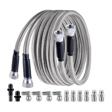 Imagem de EVIL ENERGY Kit de linha de combustível 6AN PTFE Kit de mangueira de refrigeração de óleo fluido de transmissão de 177 cm para 4L60E 4L80E, AN6 Kit de mangueira de combustível PTFE trançado de aço