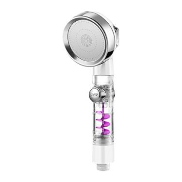 Imagem de Duche portátil com interruptor de pausa Liga Desliga do ventilador turbo 3 configurações pressão alta economia água substituição chuveiro banheiro ABS