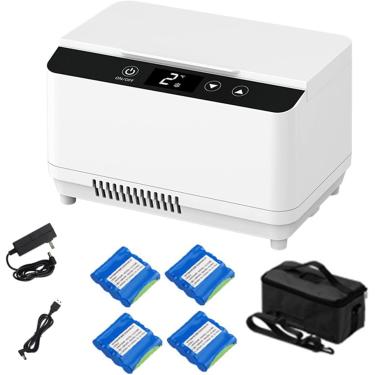 Imagem de Refrigerador De Medicação Para Carro De Viagem Para Diabéticos Refrigerador De Insulina Portátil Refrigerador Médico Ao Ar Livre Organize Caixa De Resfriamento Com Display, Quad battery