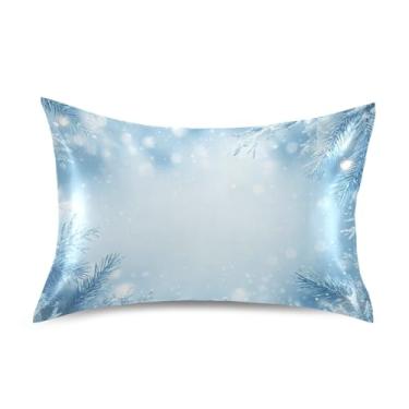 Imagem de Blueangle Fronha de cetim flocos de neve para cabelo e pele, fronha de seda, tamanho Queen (51 x 76 cm) - Capas de almofada de cetim com fecho de envelope (887)