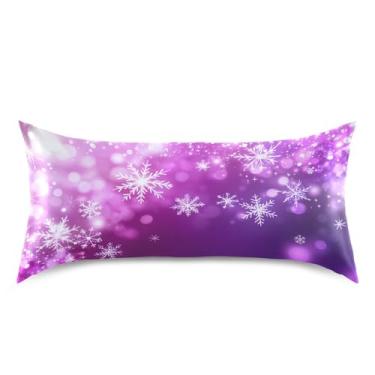 Imagem de Blueangle Fronha de cetim de floco de neve de inverno para cabelo e pele, fronha de seda, tamanho king (50,8 x 101,6 cm) - Capas de almofada de cetim com fecho de envelope (253)