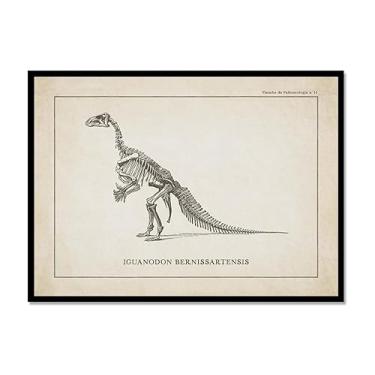 Imagem de Arte de parede de esqueleto de dinossauro vintage, paleontologia, pôsteres em tela, fósseis de dinossauro, impressões artísticas, esboços, fotos, decoração de quarto de menino (SKU5,20.3x30.5 cm =