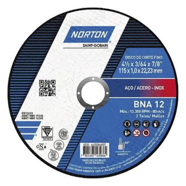 Imagem de Caixa Disco de Corte 4.1/2" - Inox Norton Bna 12 (25 unidades)