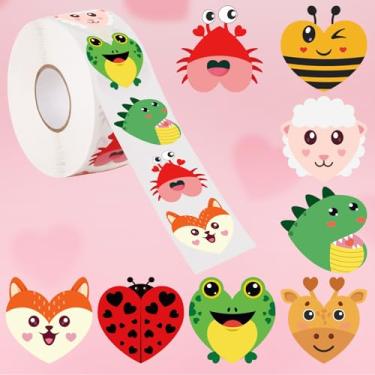 Imagem de Adecortalk 800 Pcs Valentine's Stickers for Kids, 1'' Valentines Animals Stickers Roll Hearts Shape Self-Adhesive Sticker Decals for Valentine Gift Envelope Seal Greeting Card Craft Party Supplies