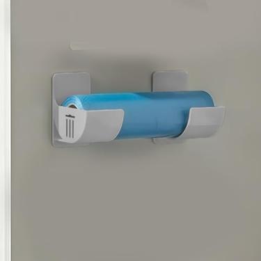 Imagem de Organizador de cozinha, pacote com 2, sem furadeira, montado na parede, para sacos de lixo e rolos, acessório de armazenamento de despensa