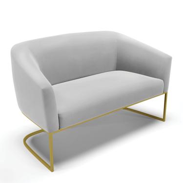 Imagem de Sofá 2 Lugares Namoradeira Industrial Dourado Stella Suede Cinza D03 - D'Rossi