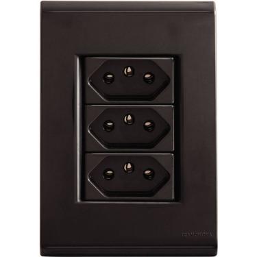 Imagem de Conjunto 4x2 Tramontina Liz Grafite 3 Tomadas 2p+t 10a~250v