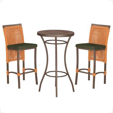 Imagem de Mesa Bistro E 2 Banquetas Roma Marrom Corda Náutica 13 Terra Cota