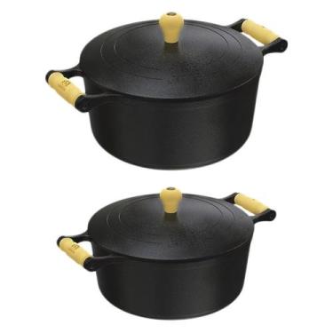 Imagem de Jogo Panela Cacarola de Ferro e Alça de Madeira 1,0 E 1,55 L - Libanez