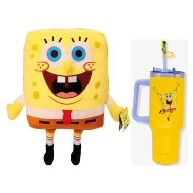 Imagem de COMP Kit Colecionador Presente Bob Esponja Copo Térmico Tumbler + Pelú