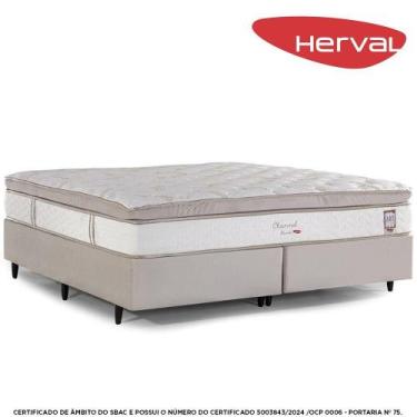 Imagem de Cama Box Suede Queen, Molas Ensacadas Herval Channel Bambu, 72x158x198