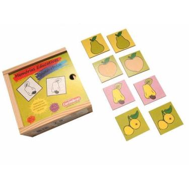 Imagem de Jogo Da Memoria Educativo Pedagogico De Madeira Frutas Carimbras