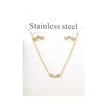 Imagem de Conjunto De Joias Femininas Com Colar E Brincos De Aço Inoxidável, Pre