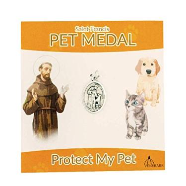Imagem de Medalha de São Francisco | Pequeno pingente oval para animais de estimação | Um ótimo presente para amantes de animais de estimação | Vem com um cartão colorido diferente | Christian Pet Goods, Orange Card, Small, 1