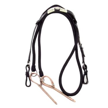 Imagem de Cabeçada e Rédea Para Cavalo Preta Trançada Aplique Zamac Circular
