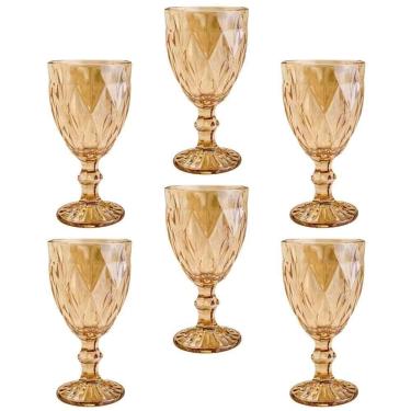Imagem de Taças de Vidro 325ml 6 peças Diamond Âmbar Metalizado - Lyor