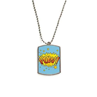 Imagem de DIYthinker Colar com pingente de identificação de cachorro em aço inoxidável Pow Exclamation Stars