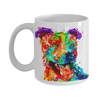 Imagem de Caneca de café colorida Pit Bull - Presentes Pit Bull Lover - Itens Pit Bull - Caneca de cerâmica de 325 ml (branca)
