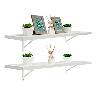 Imagem de Kit 2 Prateleiras 70 x 20cm Branco Espessura 25mm Mão Francesa