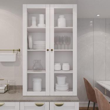 Imagem de Armário Aéreo 2 Portas 135cm com Porta de Vidro Arizona CabeCasa MadeiraMadeira Branco