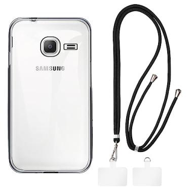 Imagem de Shantime Capa Samsung Galaxy J1 Nxt + cordões universais para celular, pescoço/alça macia de silicone TPU capa protetora para Samsung Galaxy J1 Mini 2016 (4 polegadas)