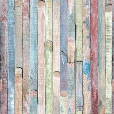 Imagem de Papel De Parede Adesivo Madeira De Demolição Colorida 5m