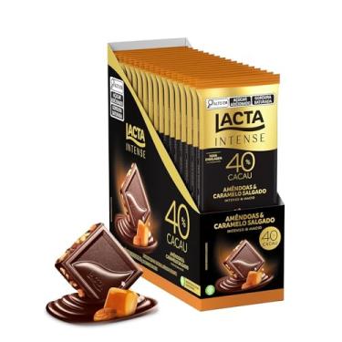 Imagem de Chocolate Lacta Intense Meio Amargo 40% Cacau Amêndoas E Caramelo Salgado Caixa Com 17 Unidades De 85g