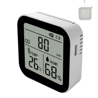 Imagem de Daconovo Monitor de qualidade do ar 3 em 1 Detector de umidade e temperatura de monóxido de carbono CO de alta precisão com função de alarme para carro de escritório doméstico