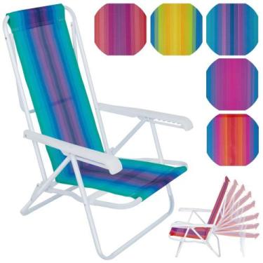 Imagem de Cadeira De Praia Reclinavel 8 Posicoes Em Aco Cores Sortidas  Mor